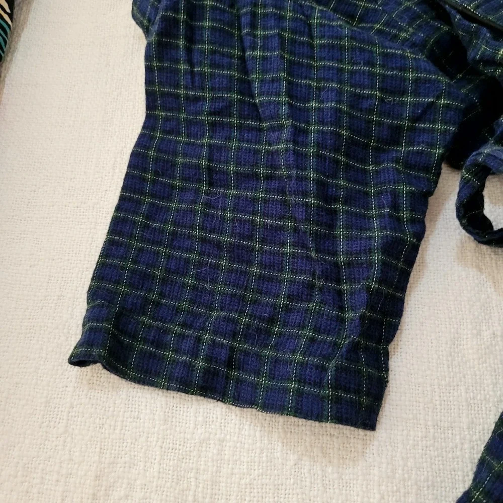 Polo Ralph Lauren Mens Plaid Robe Navy Blue Green 100% Cotton Shawl Collar S/M